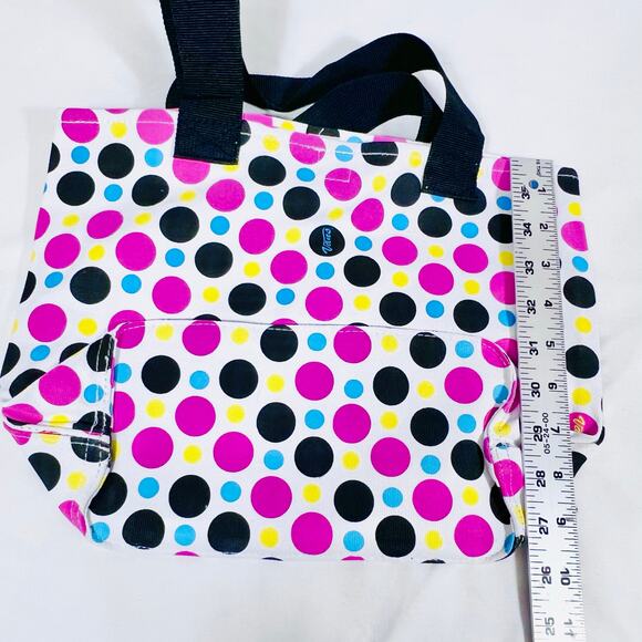 Vans Canvas Reusable Market Everyday Tote Bag Medium Polka Dot Pink Yellow Blue - Picture 8 of 9